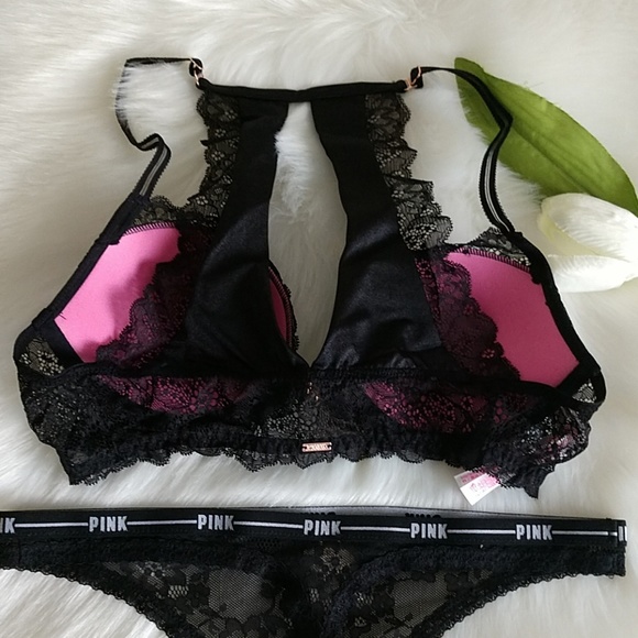 SET🌺Size 34B PINK VS DATE PUSH-UP BRA + THONG M - Picture 5 of 7